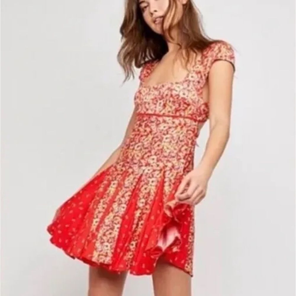 Free People Red Floral Mini Dress